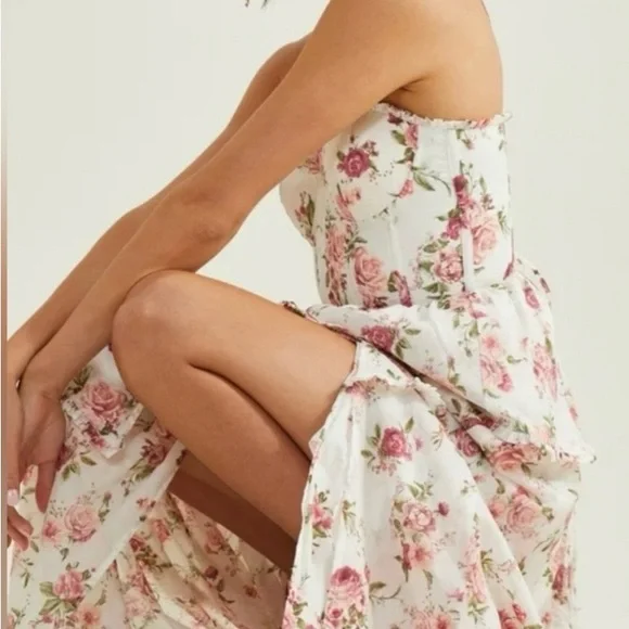 Altar'd State Pink Floral Tiered Maxi Dress size small - Picture 2 of 12